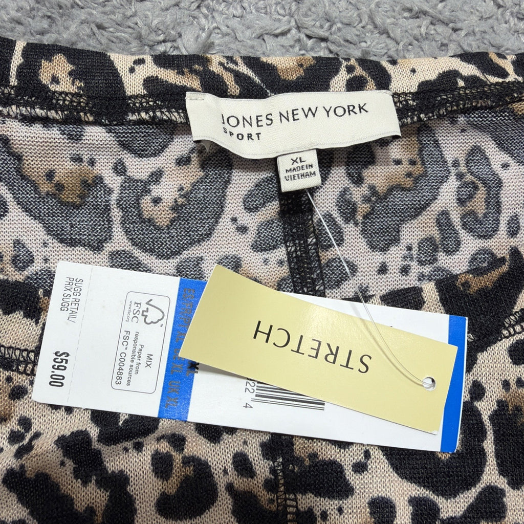 Jones New York Size XL Animal Print Fine Gauge Sweater Sharkbite Hem Women’s NWT