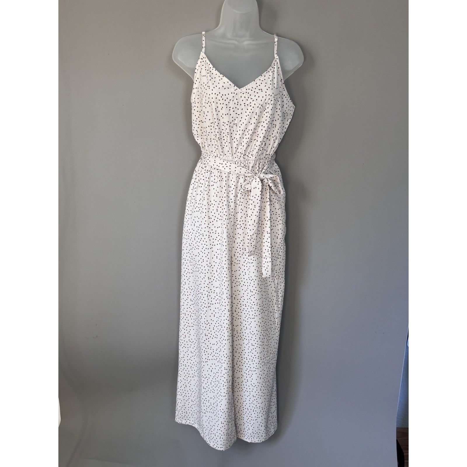 Alredine Jumper Romper Sleeveless Cream With Brown Polka Dot New Women’s Large