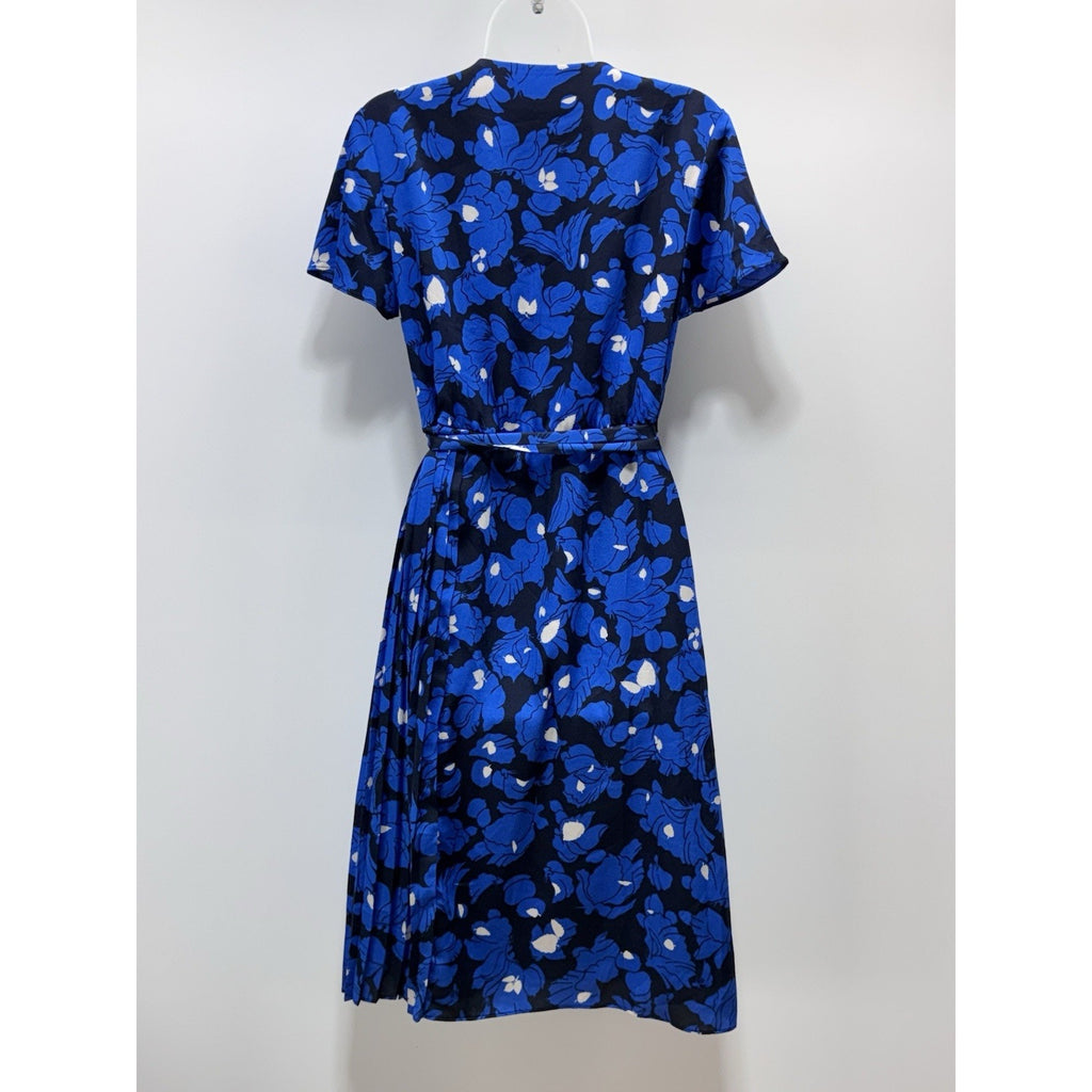 Banana Republic Women’s Wrap Blue White Floral Short Sleeve Dress Size Medium