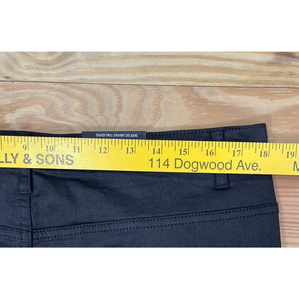 Risen Billie High Rise Coated Twill Straight Leg Jeans Size 2XL Black Raw Hem