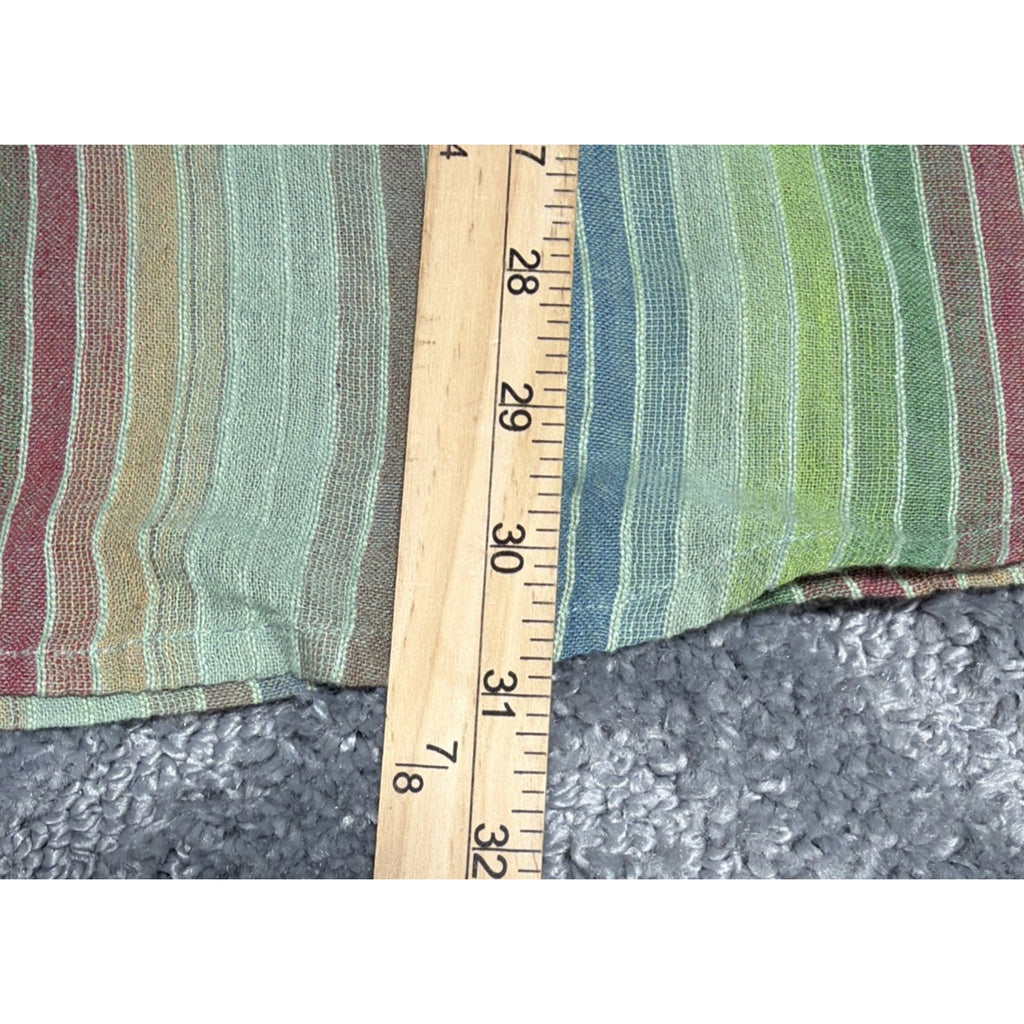 Carbon 2 Cobalt Colorful Striped Button Shirt Lightweight Linen Blend Men L