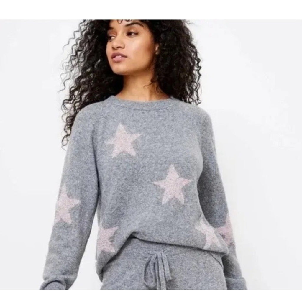 Lou & Grey for Loft Gray Shimmer Stars Women Super Soft Sweater Size XS