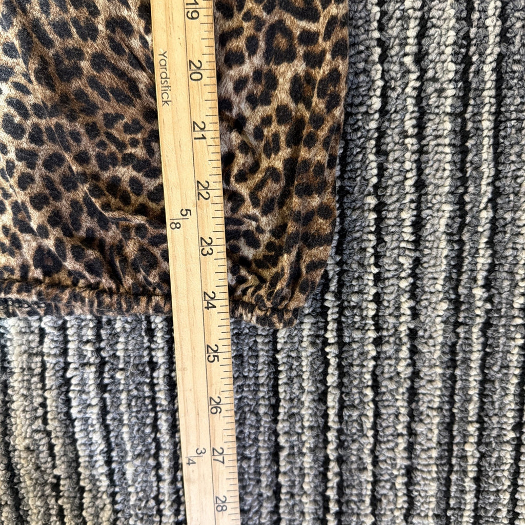 Michael Kors Women's Animal Print Pullover Blouse Long Sleeve Brown Size Small