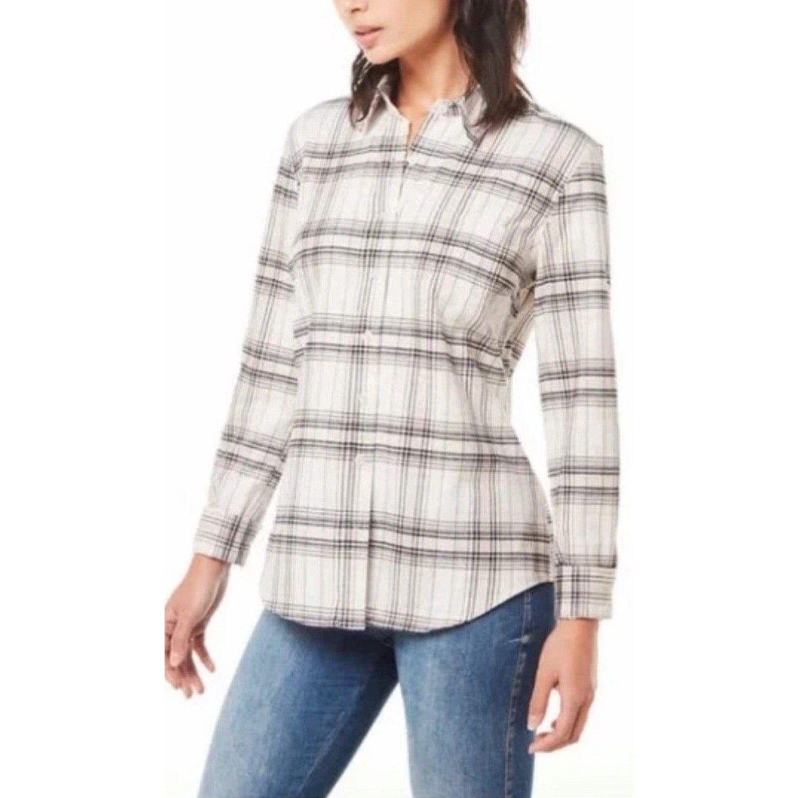 NWT Weatherproof Vintage Ladies Comfort Stretch Flannel Shirt TAN Size M