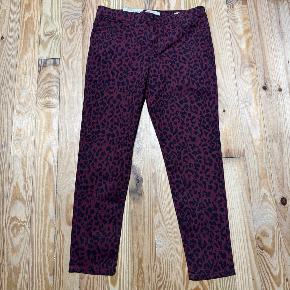 Social Standard By Sanctuary Women's 10 Ankle Skinny Burgundy Leopard Print Jean