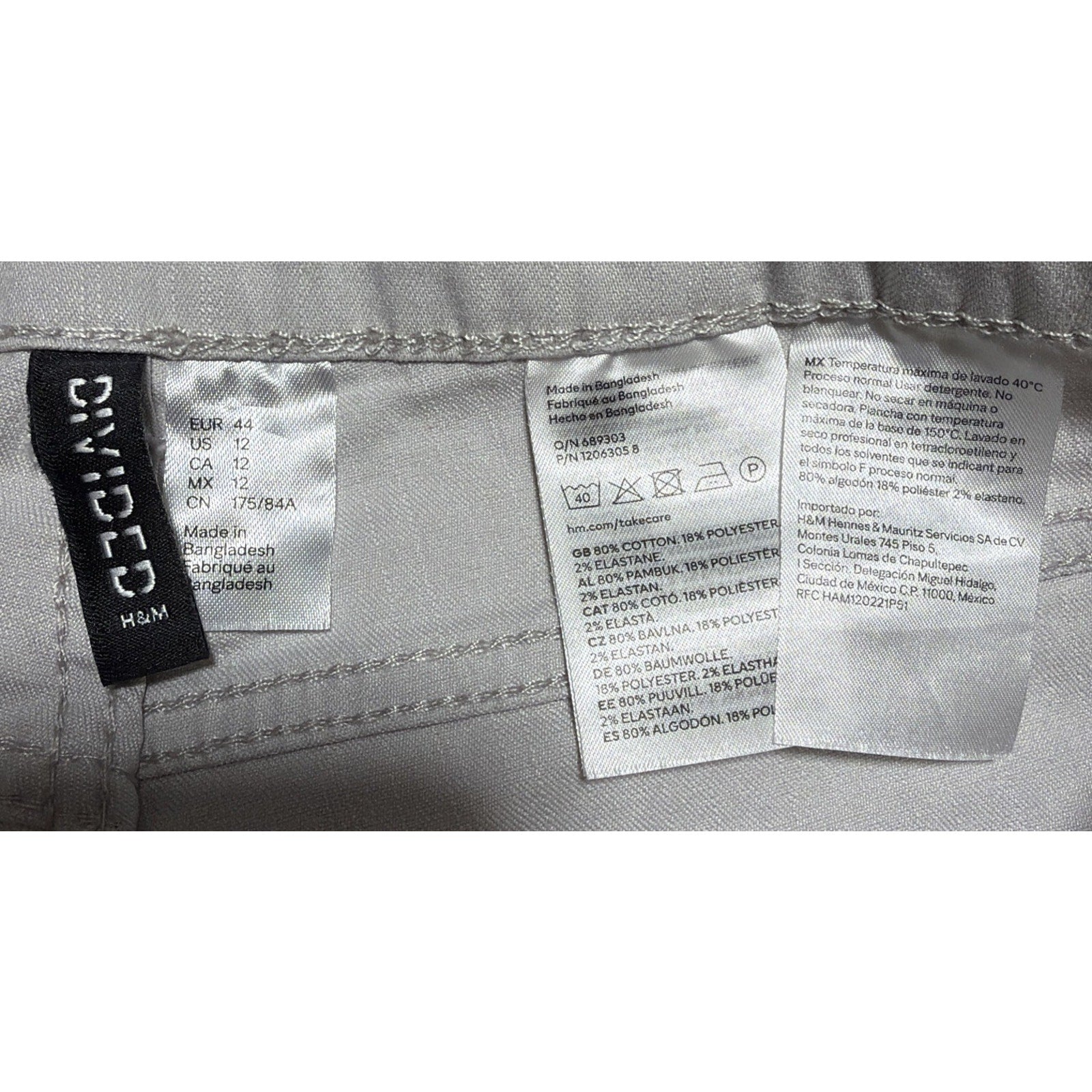 H&M Divided Jeans Women's US 12 Gray High Rise Flare Leg Stretch Denim