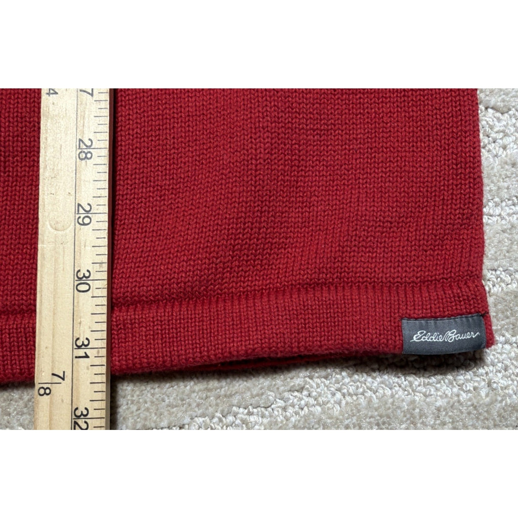 Eddie Bauer Mens Gray/Red Long Sleeve Mock Neck 1/4 Zip Sweater Size XL Tall
