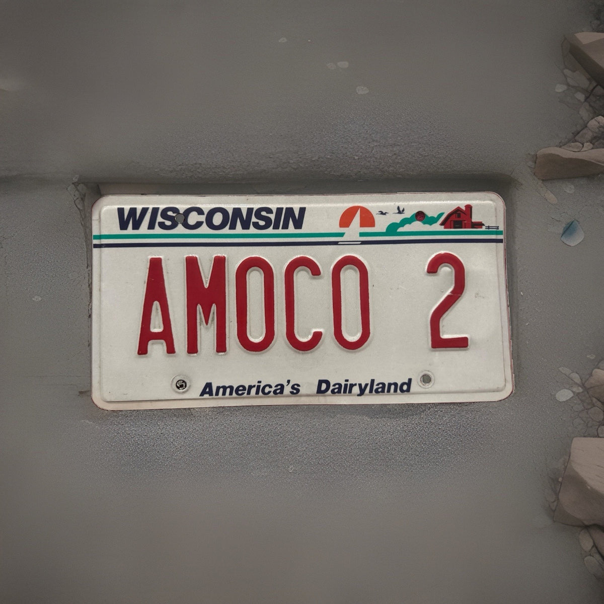 Vintage Wisconsin License Plate AMOCO 2 America’s Dairyland 1987-94 Vanity WI
