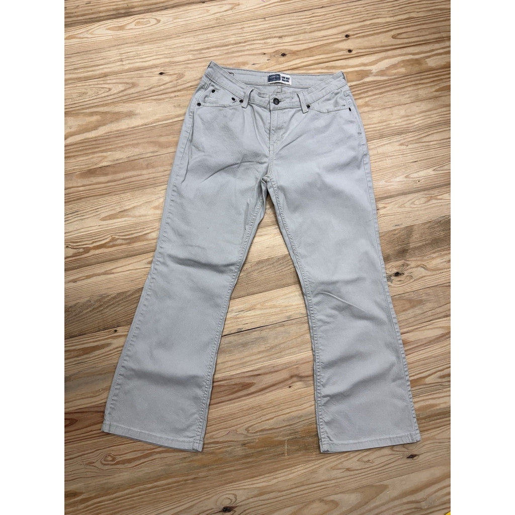 Levis Signature Jeans Low Rise Boot Cut sz Misses 10 Short Beige Stretch Denim