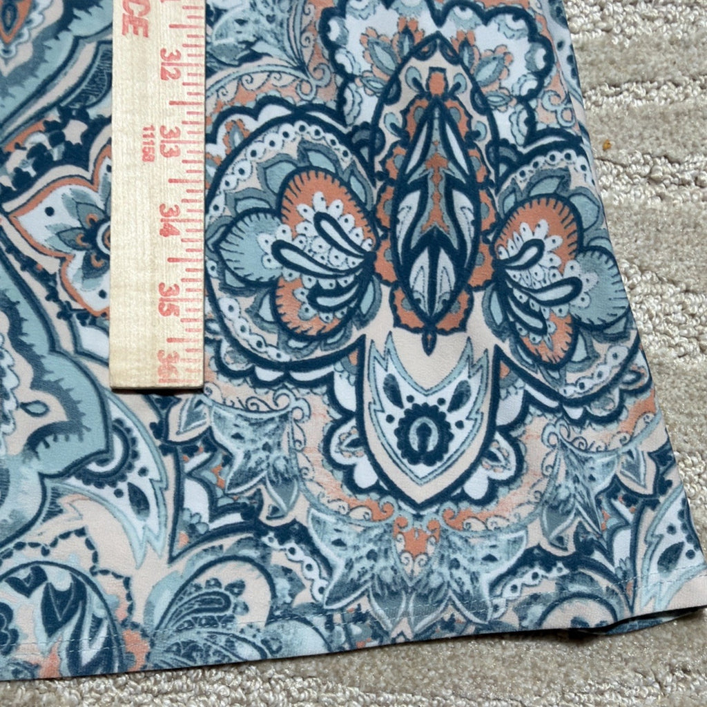 Chico’s Size 2 Blue Paisley Sleeveless Swing Dress Stretch A-Line L 12 EUC