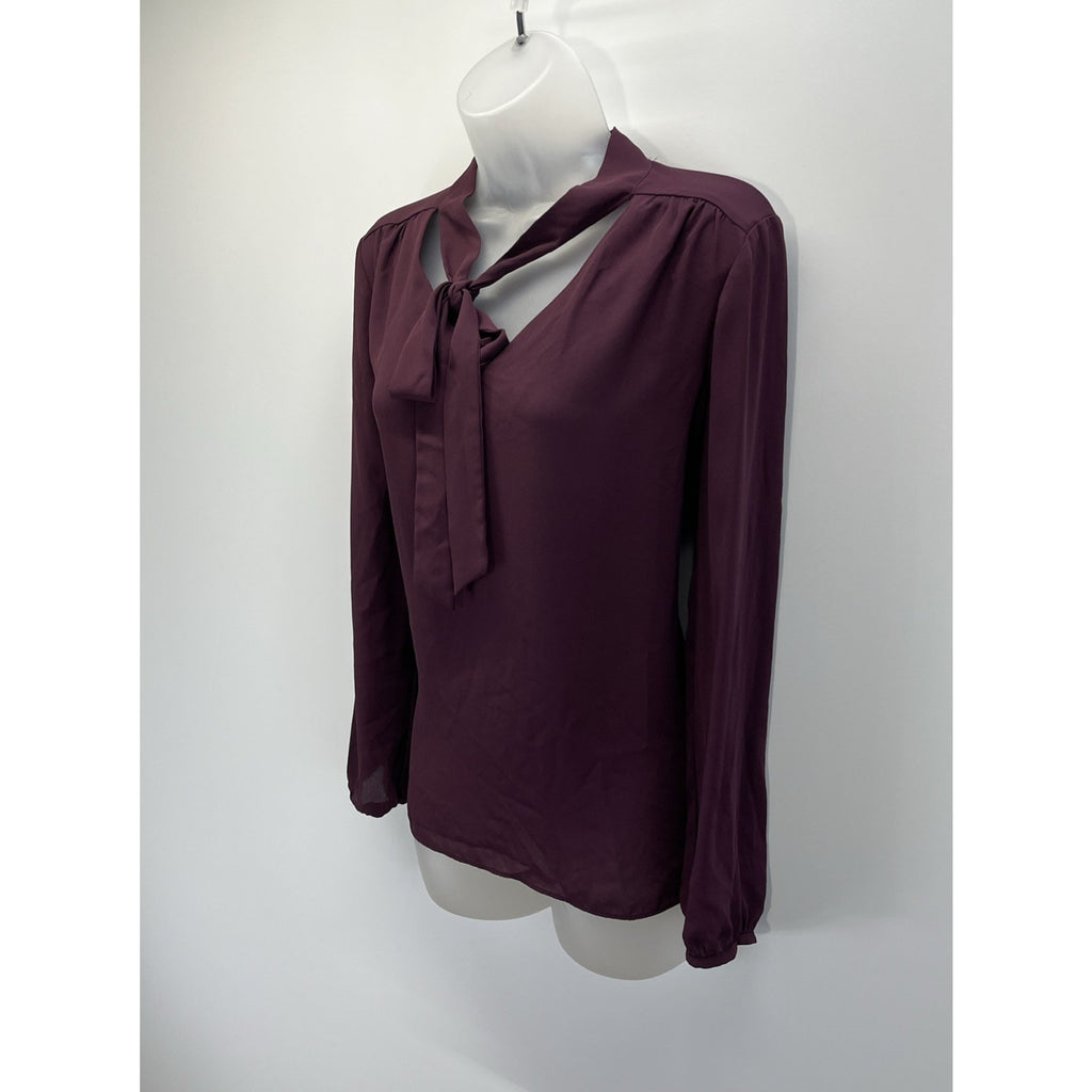 Adrienne Vittadini Tie Front Size S Purple Blouse