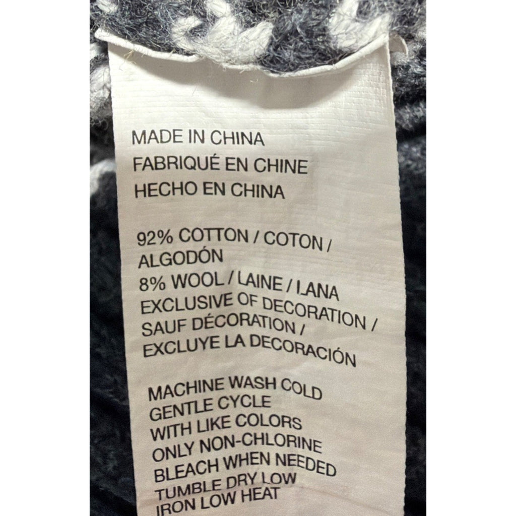 Izod Fair Isle Sweater Mens XXL Gray Wool Blend 1/4 Button Pullover Thick Knit