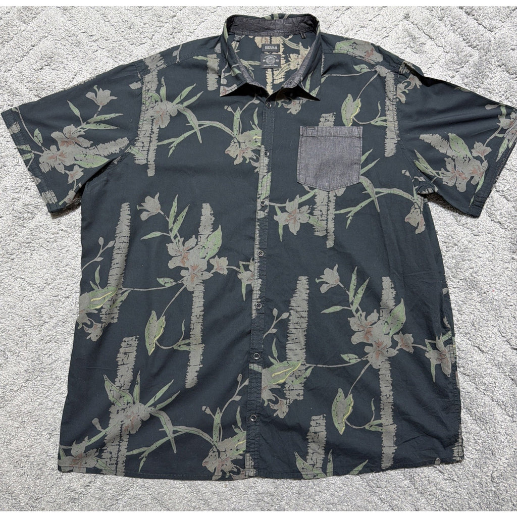 Buffalo David Bitton Shirt Mens XL Black Floral Button Up Short Sleeve Hawaiian
