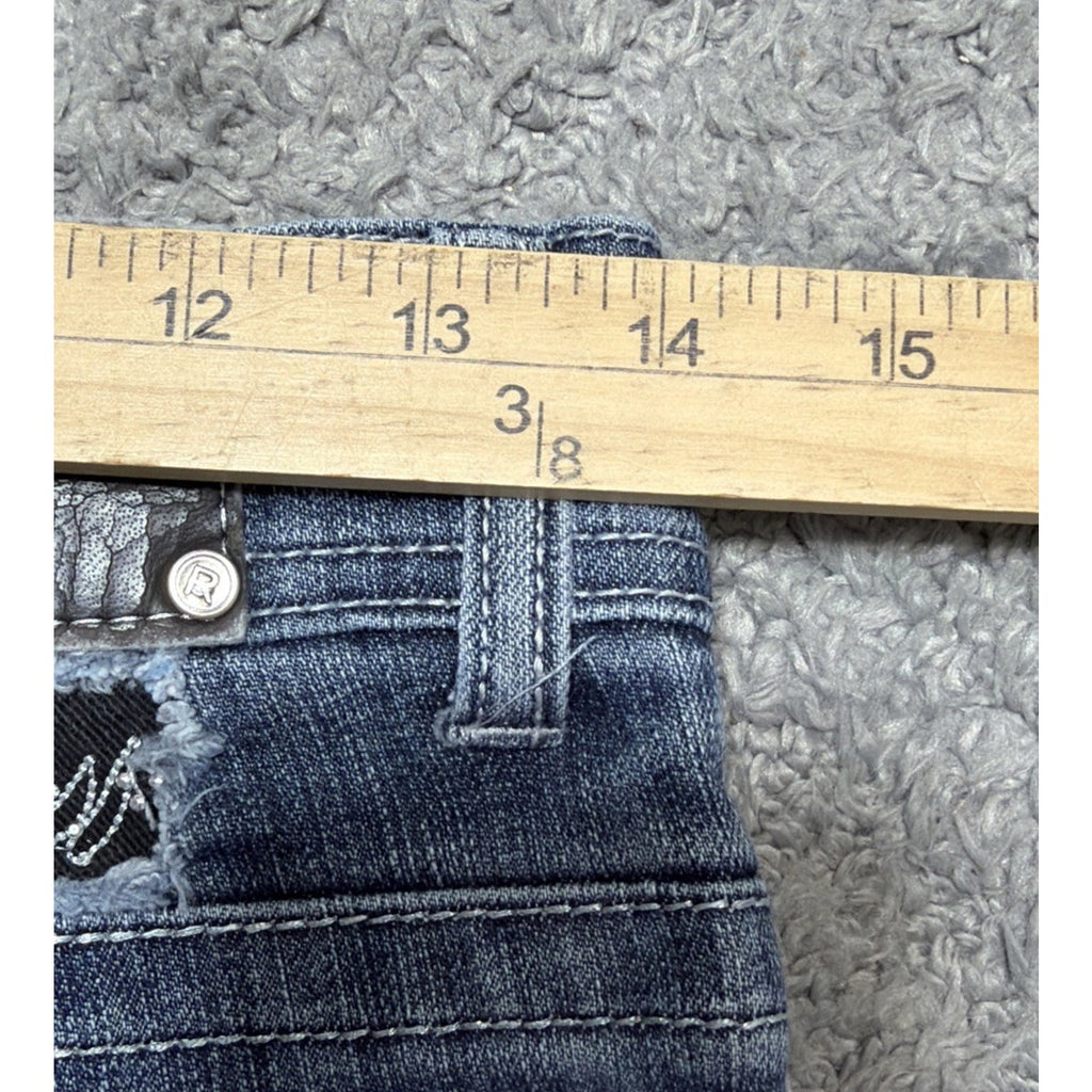 Red Rivet Jeans Women 7 Medium Wash Embellished Bootcut Stretch Low Rise Western