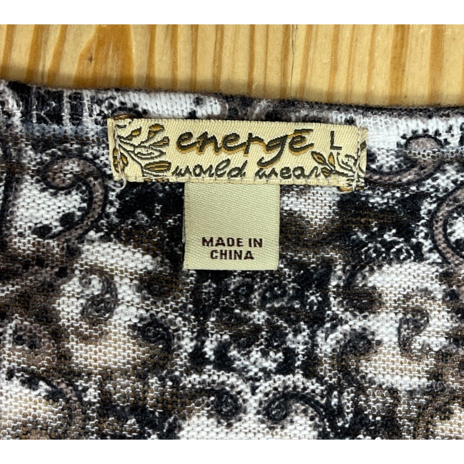 Energe World Wear Jewled Grey Printed 3/4 Sleeve Tunic Blouse Size L