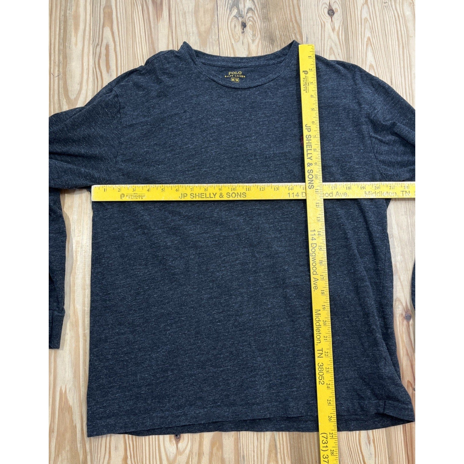 Polo Ralph Lauren Heather Grey Crew Neck Cotton Longsleeve Shirt Men's M