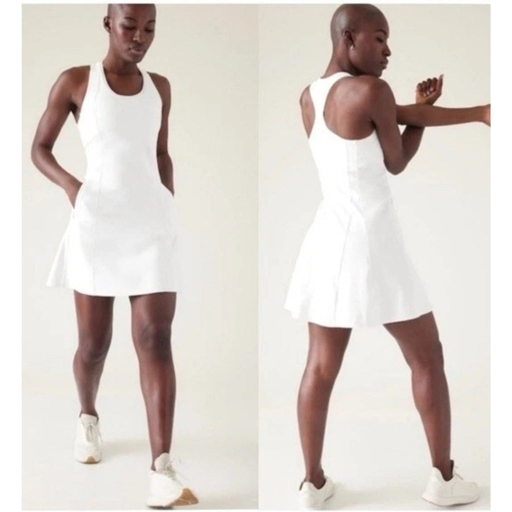 Athleta Levitate Dress White Plus 3X Athleisure Sporty Tennis Prep Pockets NWT