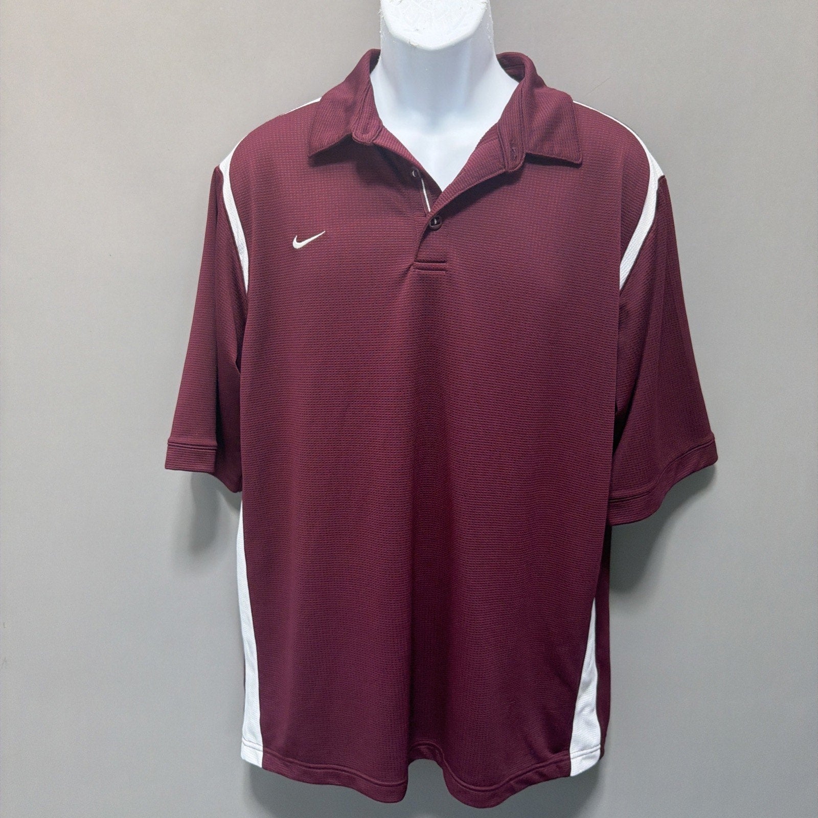 Nike Men's L Team Gameday Training Fit Dry Polo Shirt Embroidered Maroon White