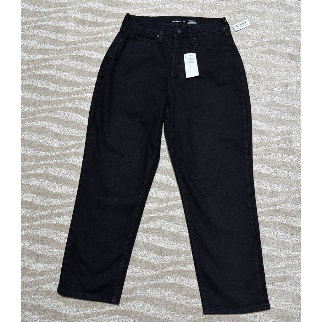 Old Navy Curvy Sky-Hi Straight Black Jeans Womens 10 Button-Fly New