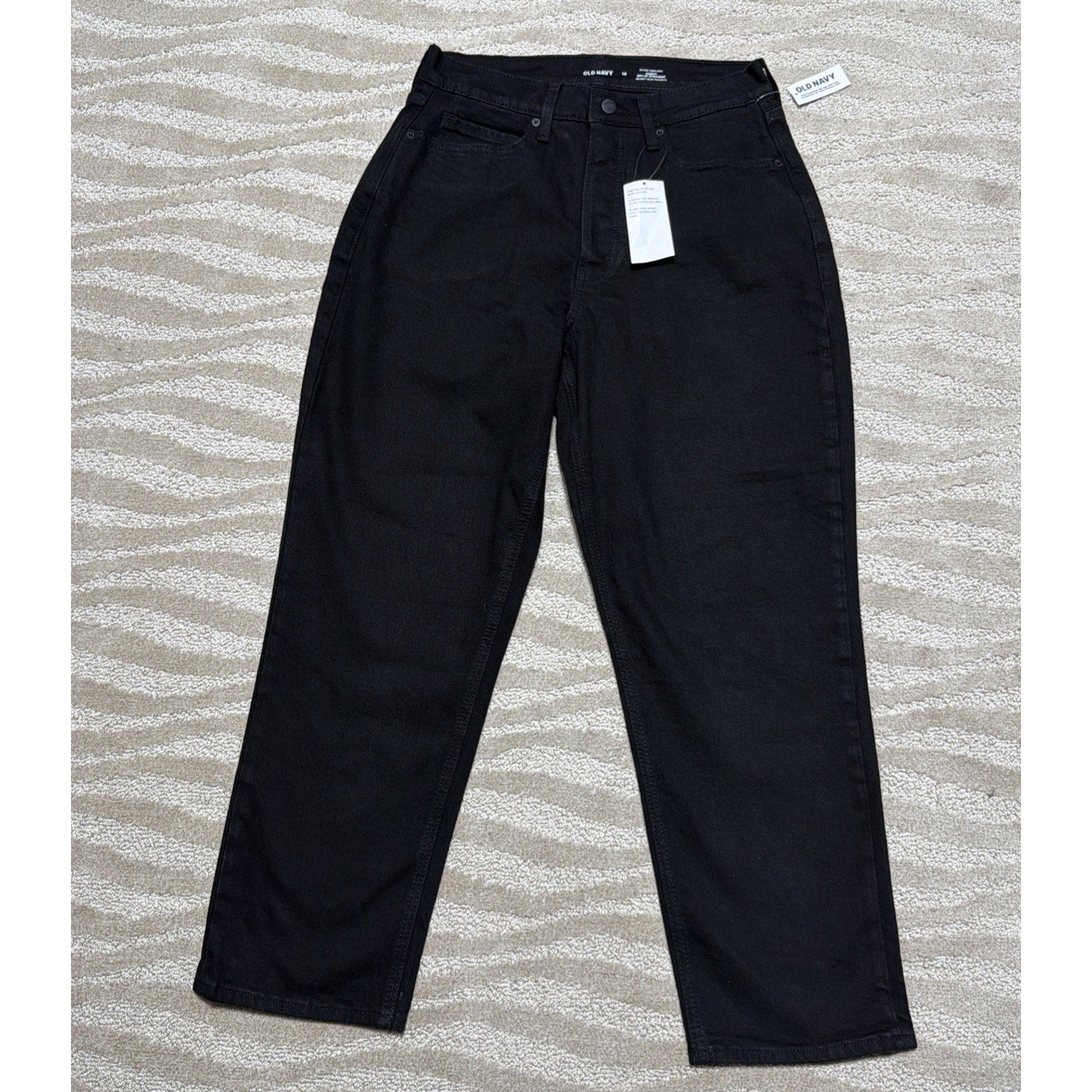 Old Navy Curvy Sky-Hi Straight Black Jeans Womens 10 Button-Fly New