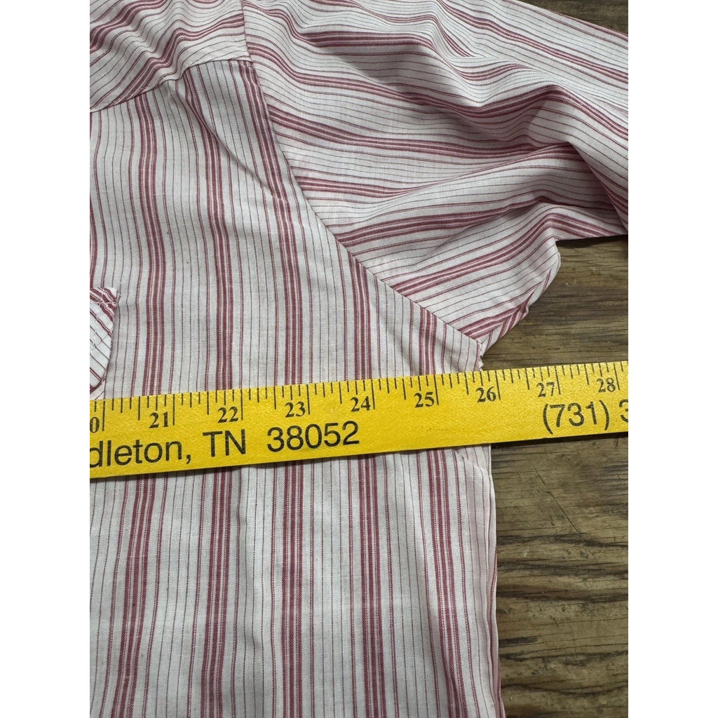 Vintage Stagecoach Western Shirt XL Red Stripe Pearl Snap Short Sleeve Cowboy