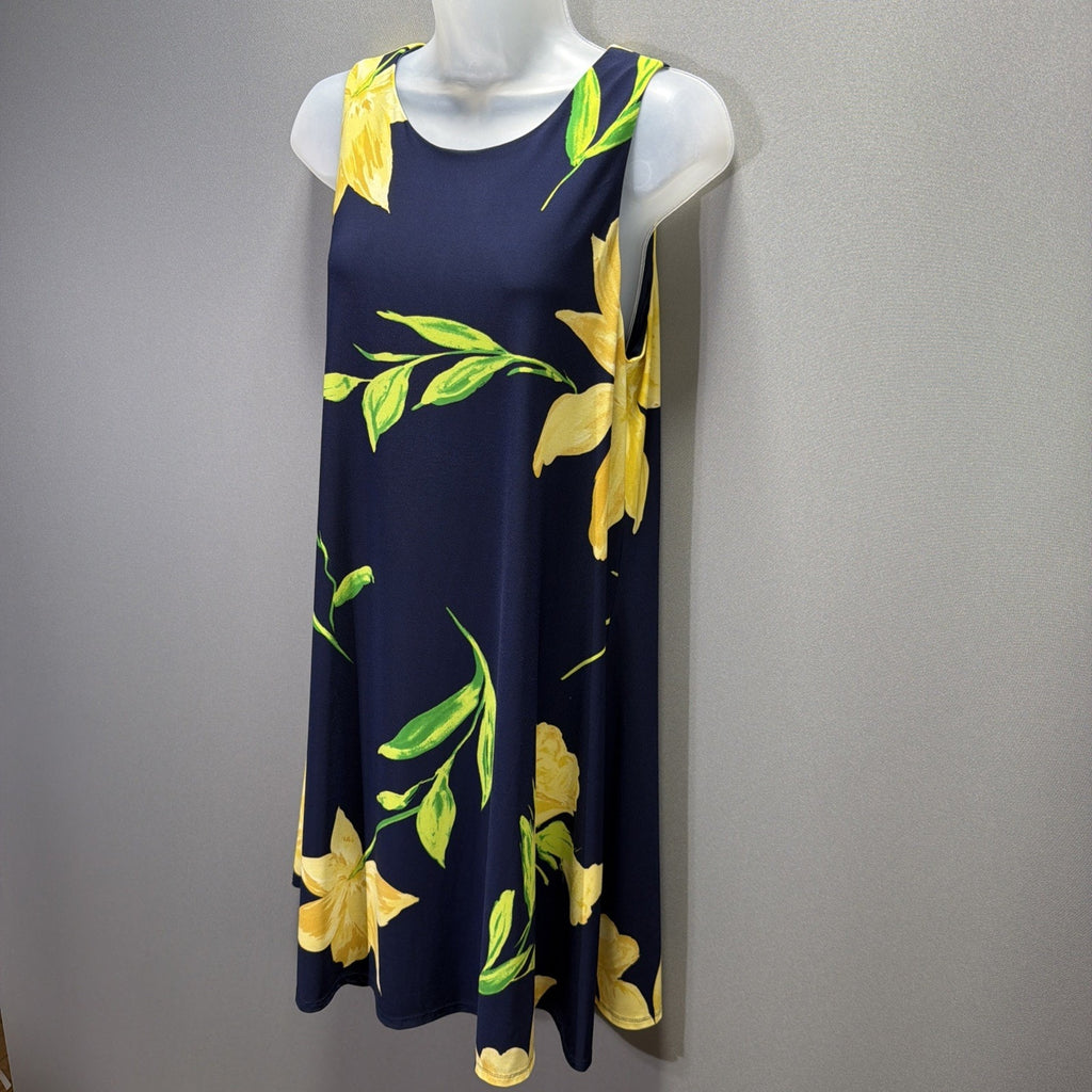 Anne Klein Women Size 10 Floral Dress Sleeveless Lined Stretch