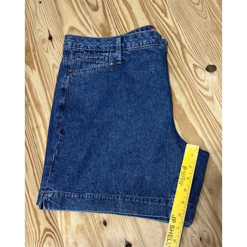 Vintage y2k Faded Glory Medium Wash Blue Jeans Mom Shorts Women's 16W 6” inseam