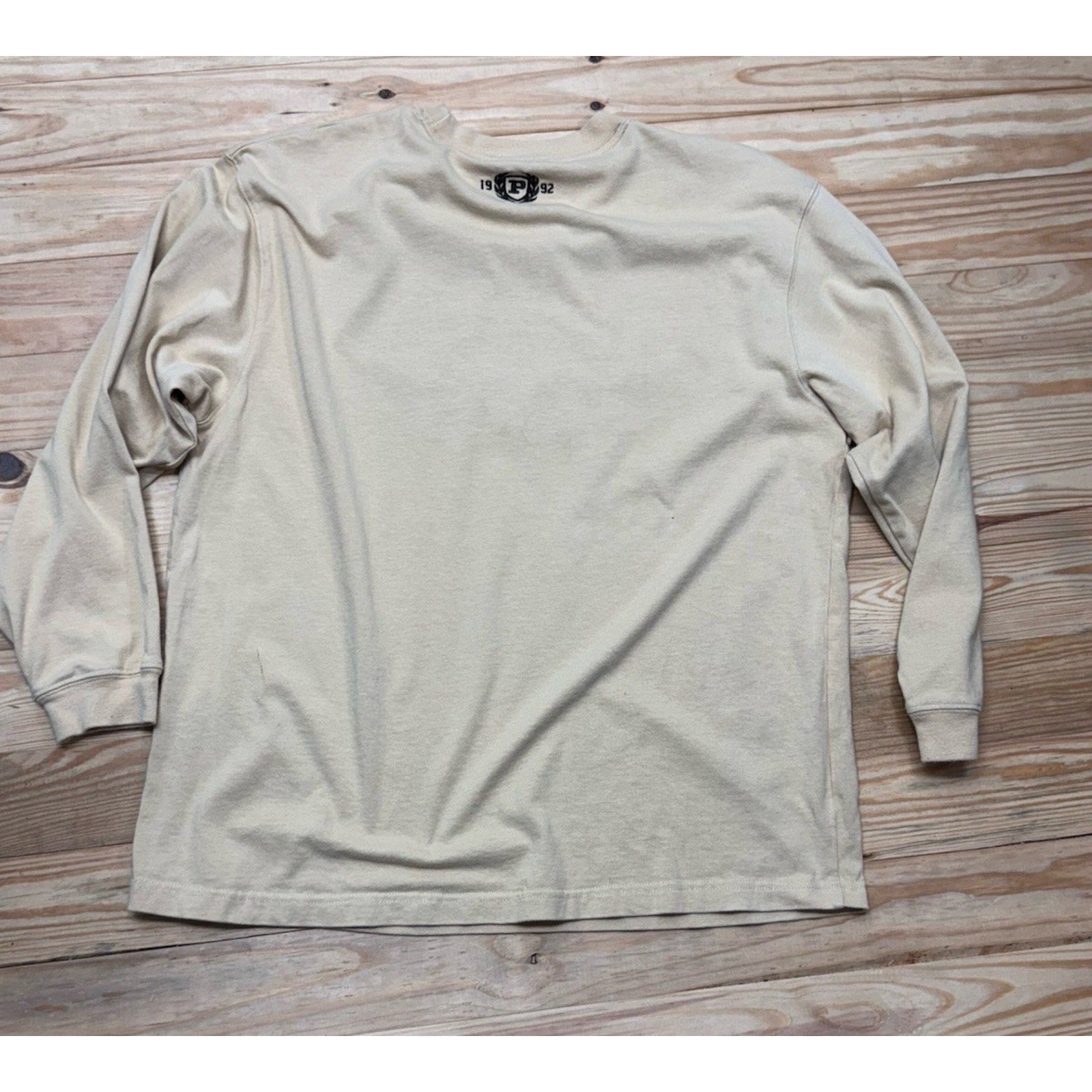 Phat Farm Sweatshirt Mens XL Beige Y2K Spell Out Logo Tee Hip Hop Streetwear