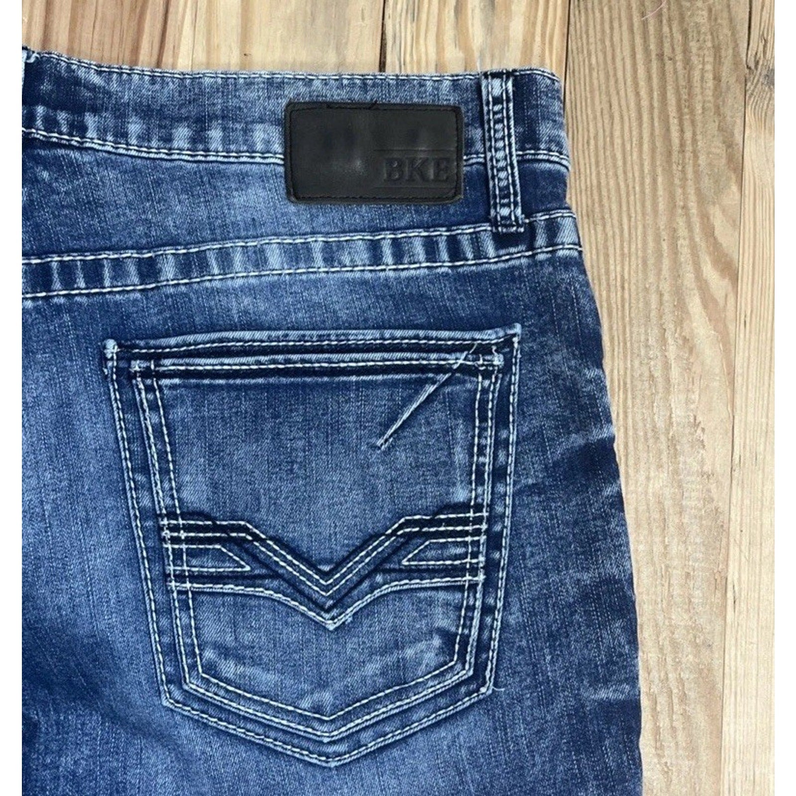 Buckle BKE Carter Jeans Mens 34 Blue Straight Leg Thick Stitch Denim 34x32