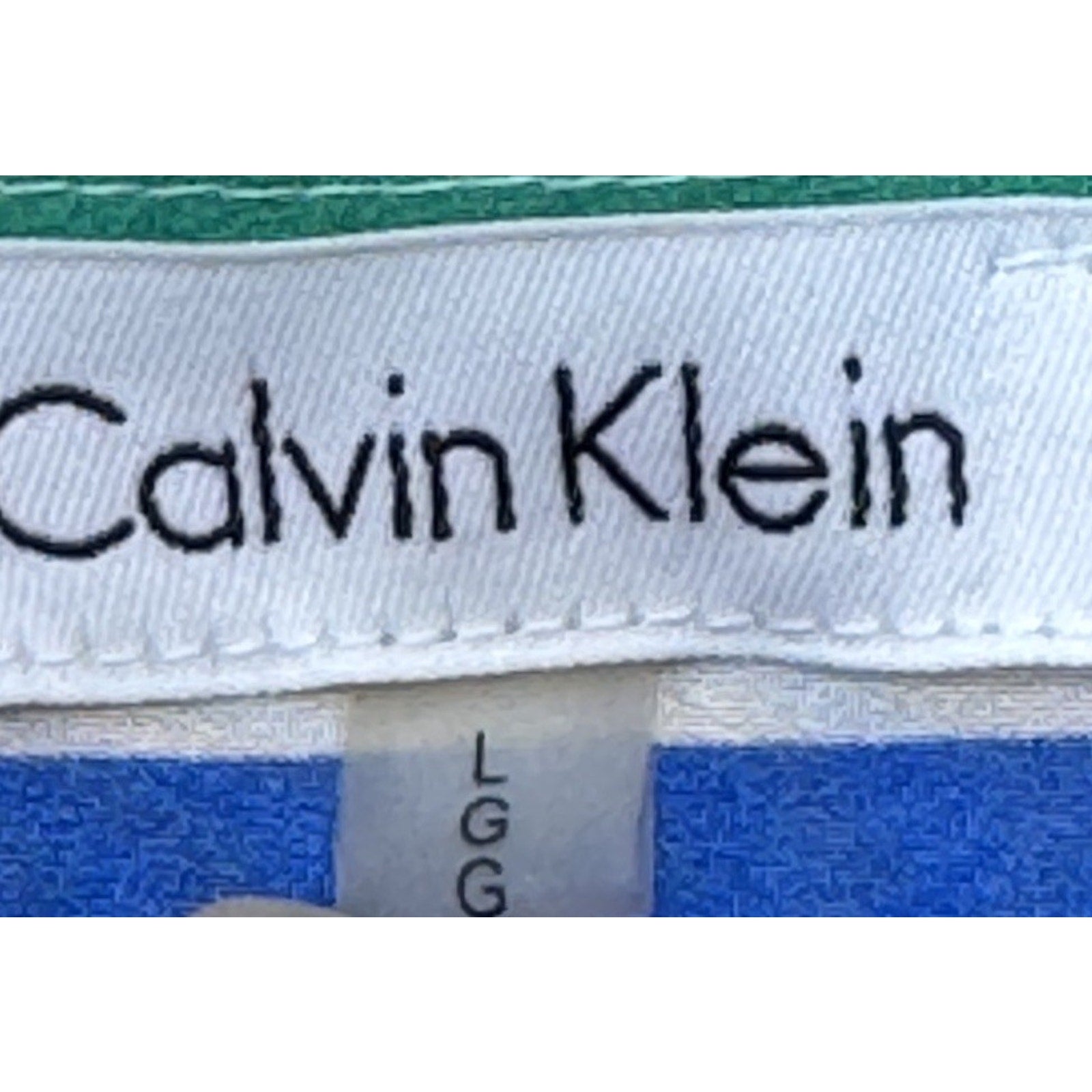 CALVIN KLEIN Blue Black Green Striped Blouse Women’s Size Large