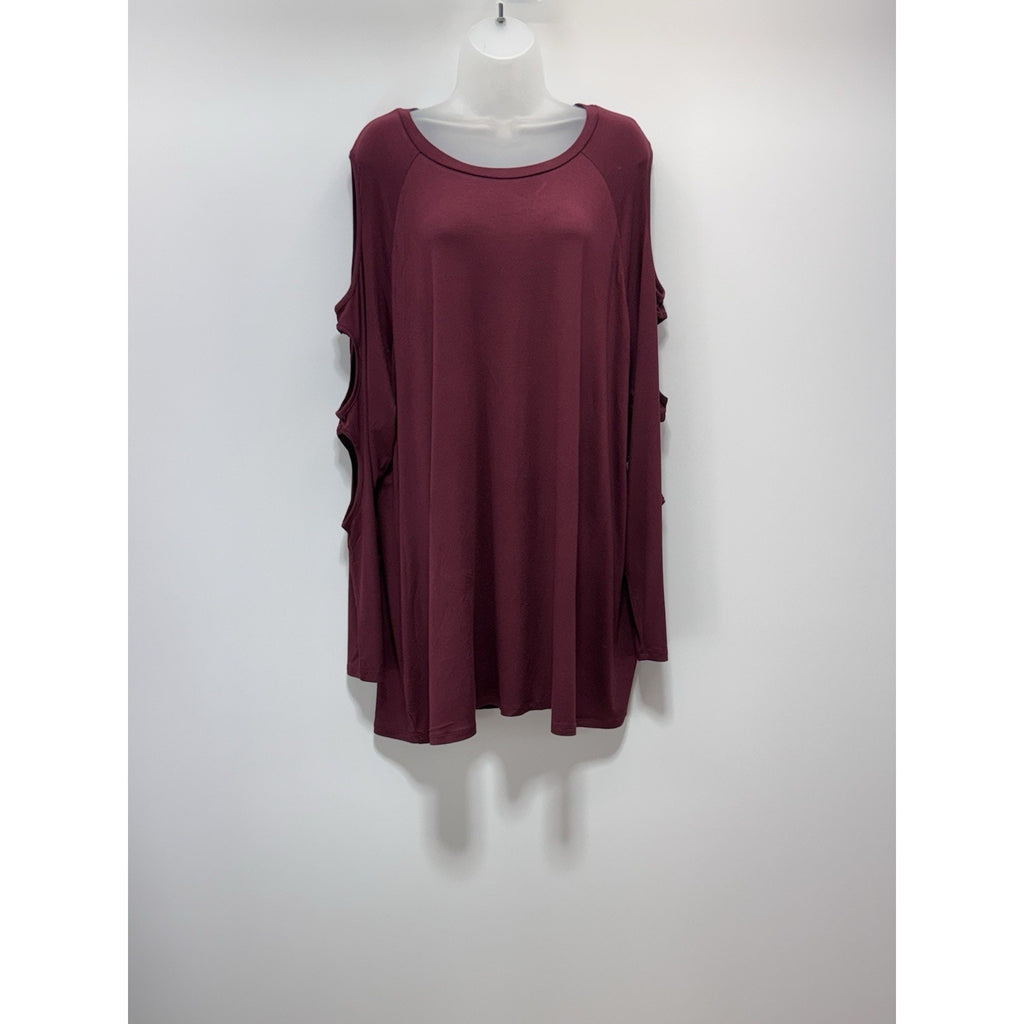 A&I Round Neck 3/4 Peep Hole Sleeve Top Maroon Women’s Size 3X NWT