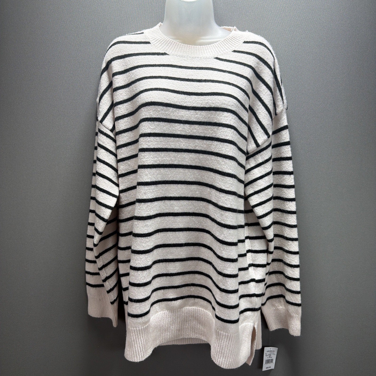 Thread and Supply Women's XL Ivory Black Sweater Knit Crew Neck Stretch . New