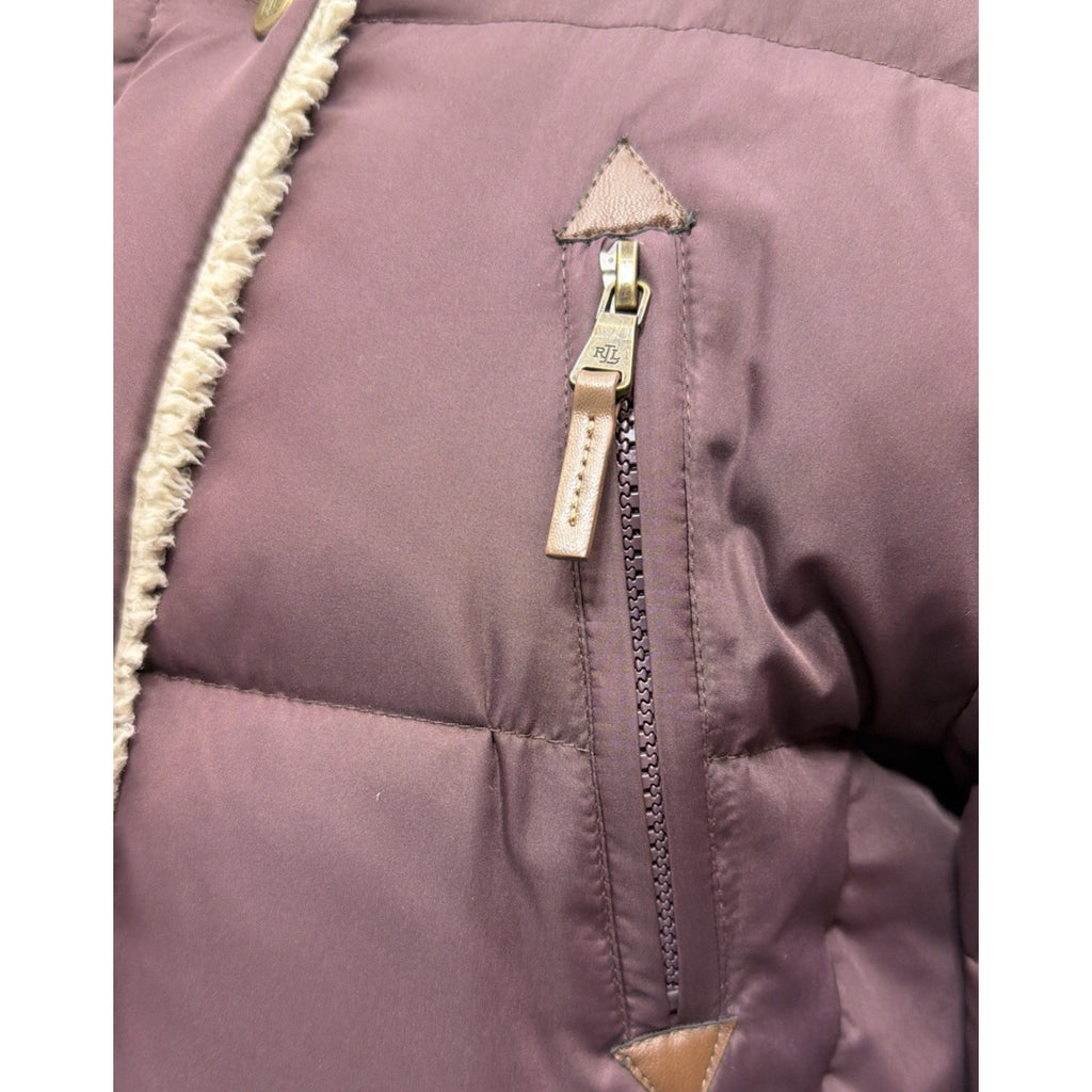 LAUREN RALPH LAUREN Black Label Down Sherpa Lined Parka Jacket Purple Women's XS