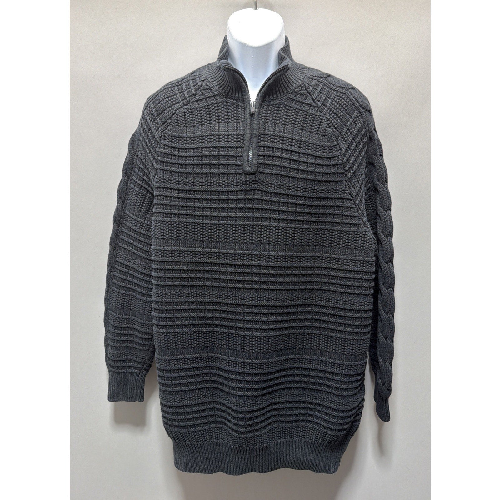 Calvin Klein Mens Long Sleeve 1/4 Zip Pullover Cable Knit Sweater Size XLT