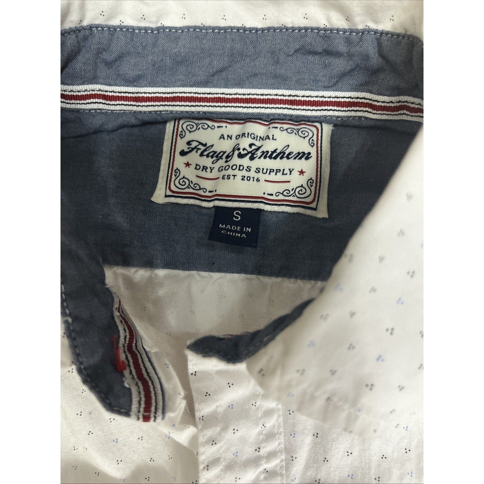 Flag and Anthem White Shark Short Sleeve Button Down Shirt - Size S