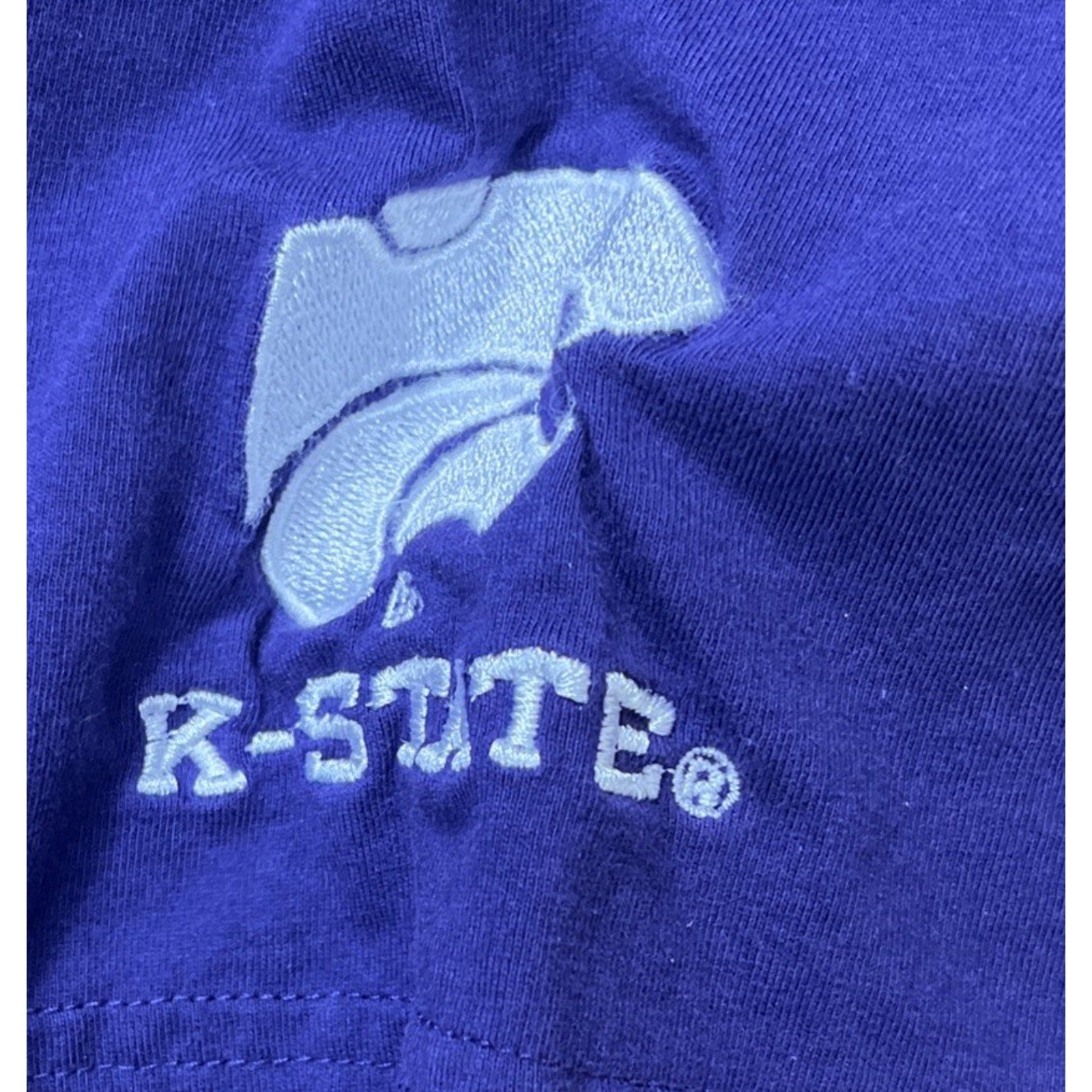 Knights Apparel Kansas State Wildcats Purple Embroidered Heavy Tee Shirt Size M