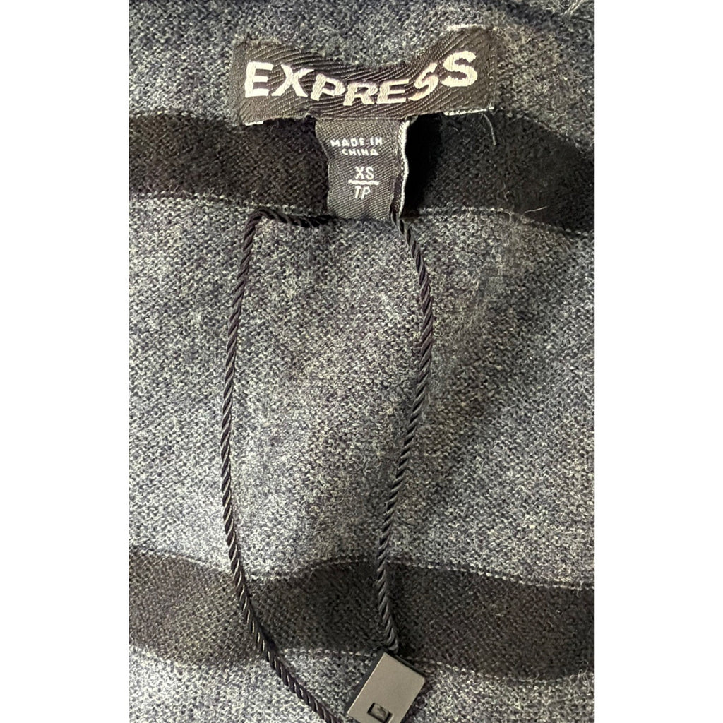 EXPRESS Gray Striped Roll Tab Sleeve Sweater Cardigan Size XS