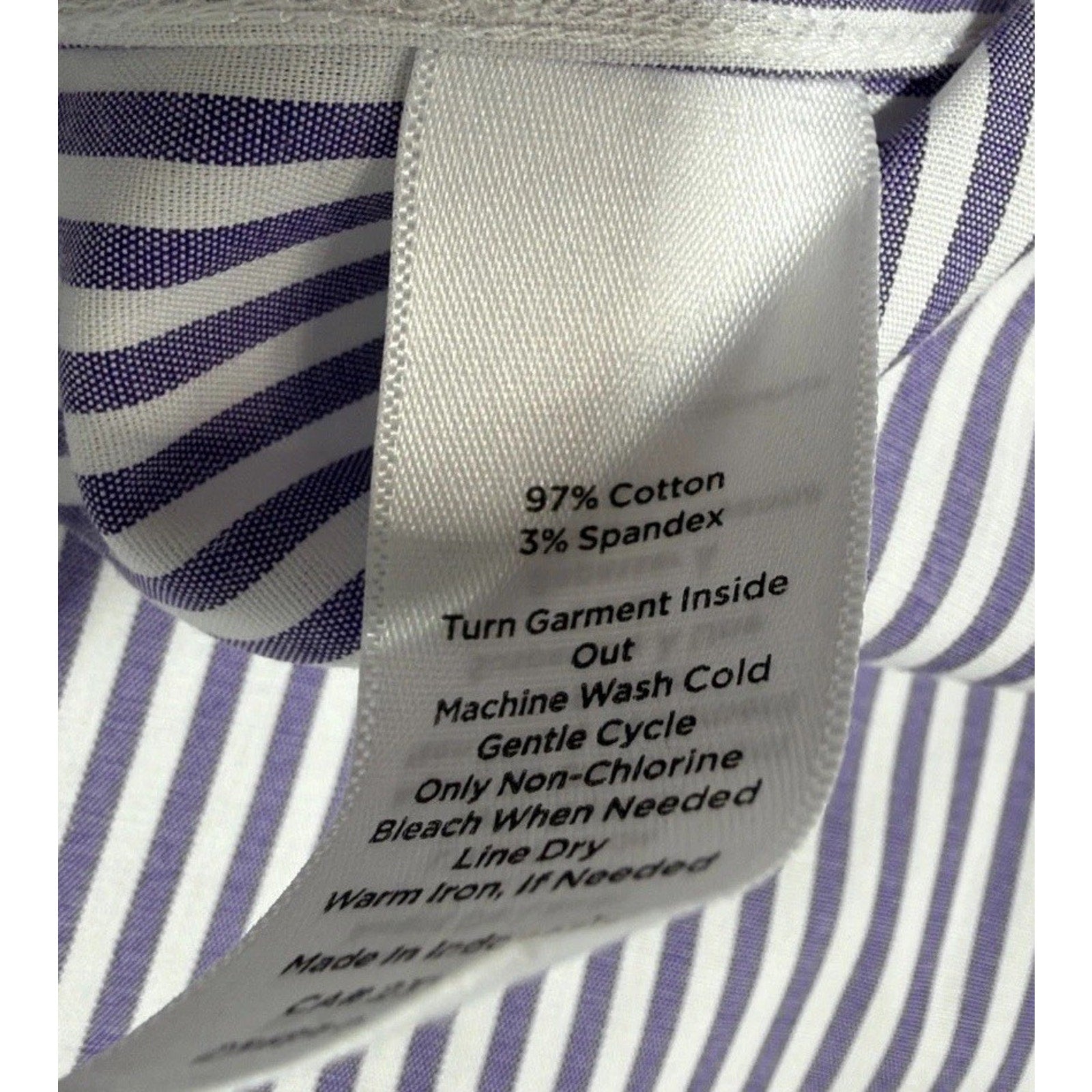 TALBOTS Non Iron Band Collar Tunic XL Dreamy Striped Embellished Button New