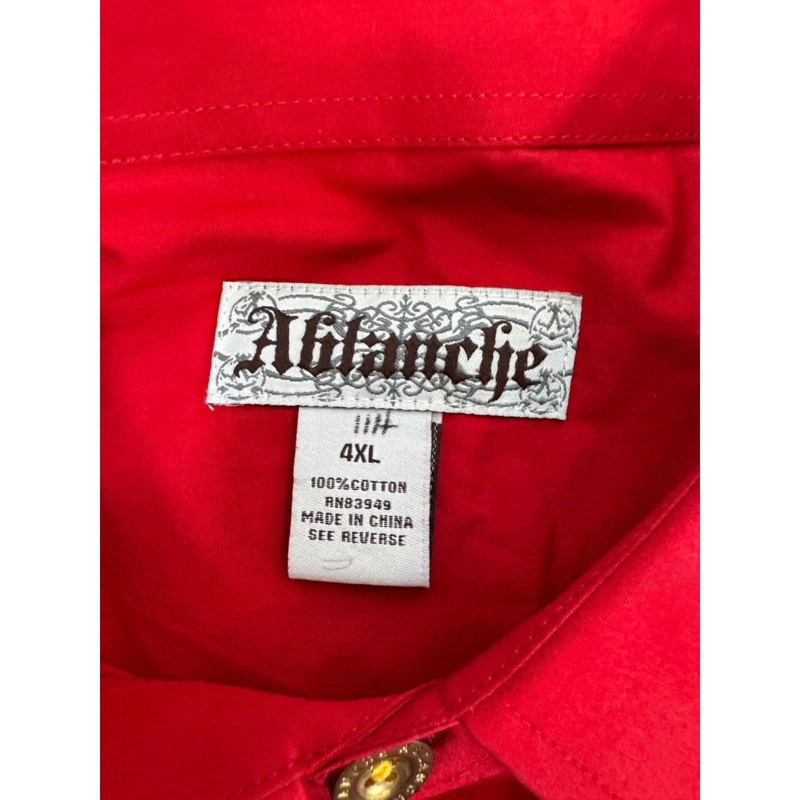 Abalanche Vintage MENS RED BUTTON UP COLLAR SHIRT SIZE 4XL Gold Details