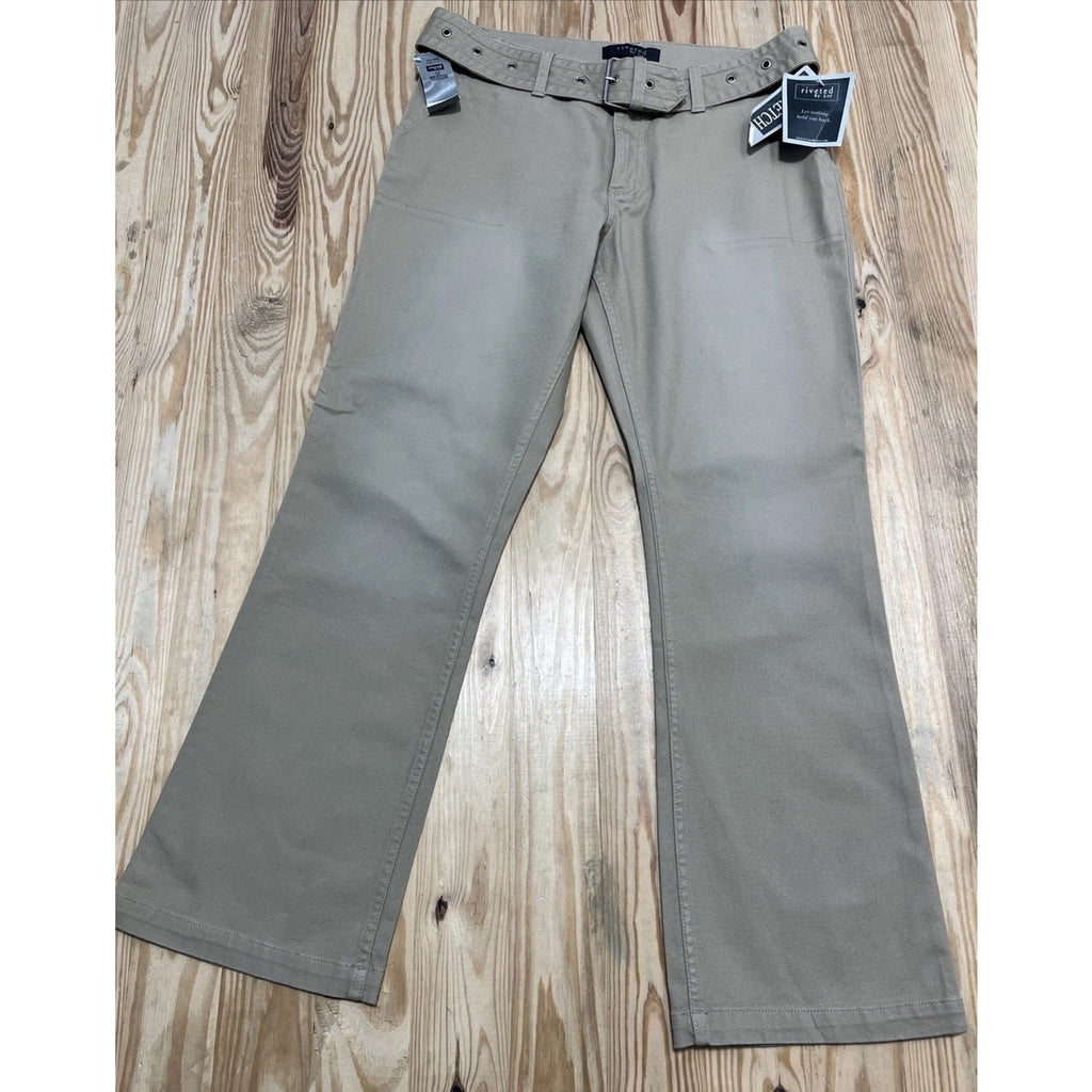 Riveted By Lee Jeans 12 Belted Bootcut Low Rise Stretch Color Camel Blast 33x30