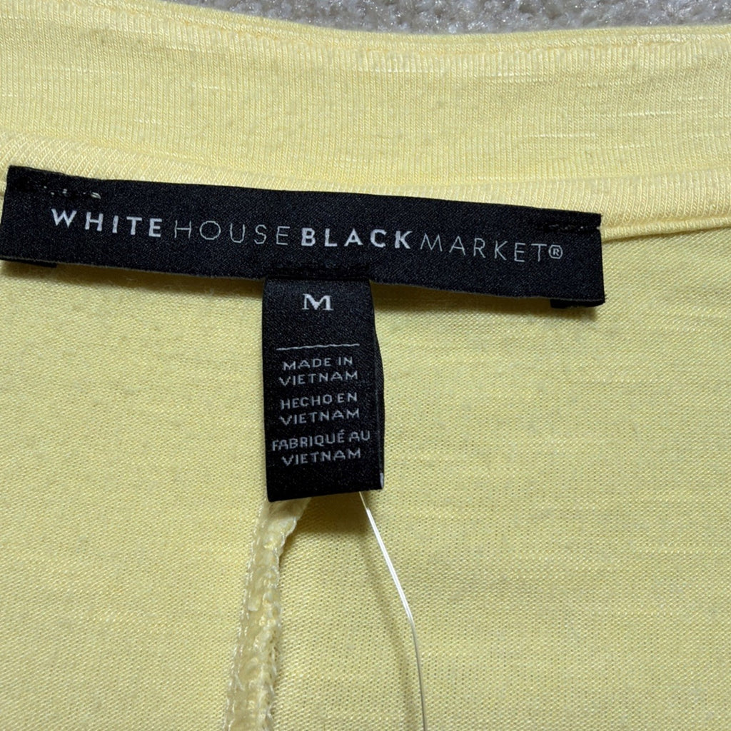 WHITE HOUSE BLACK MARKET Morning Sunshine V Neck Cap Sleeve Blouse NWT Size M