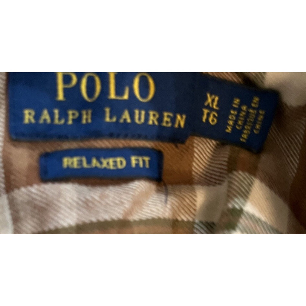 Polo Ralph Lauren Men's Brown Relaxed Fit Long-Sleeve Oxford Shirt Size XL EUC