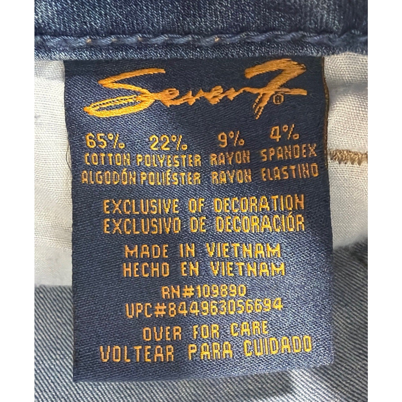 Seven7 Jeans Women's 12 Blue Denim Embroidered Skinny Crop Medium Wash Mid Rise