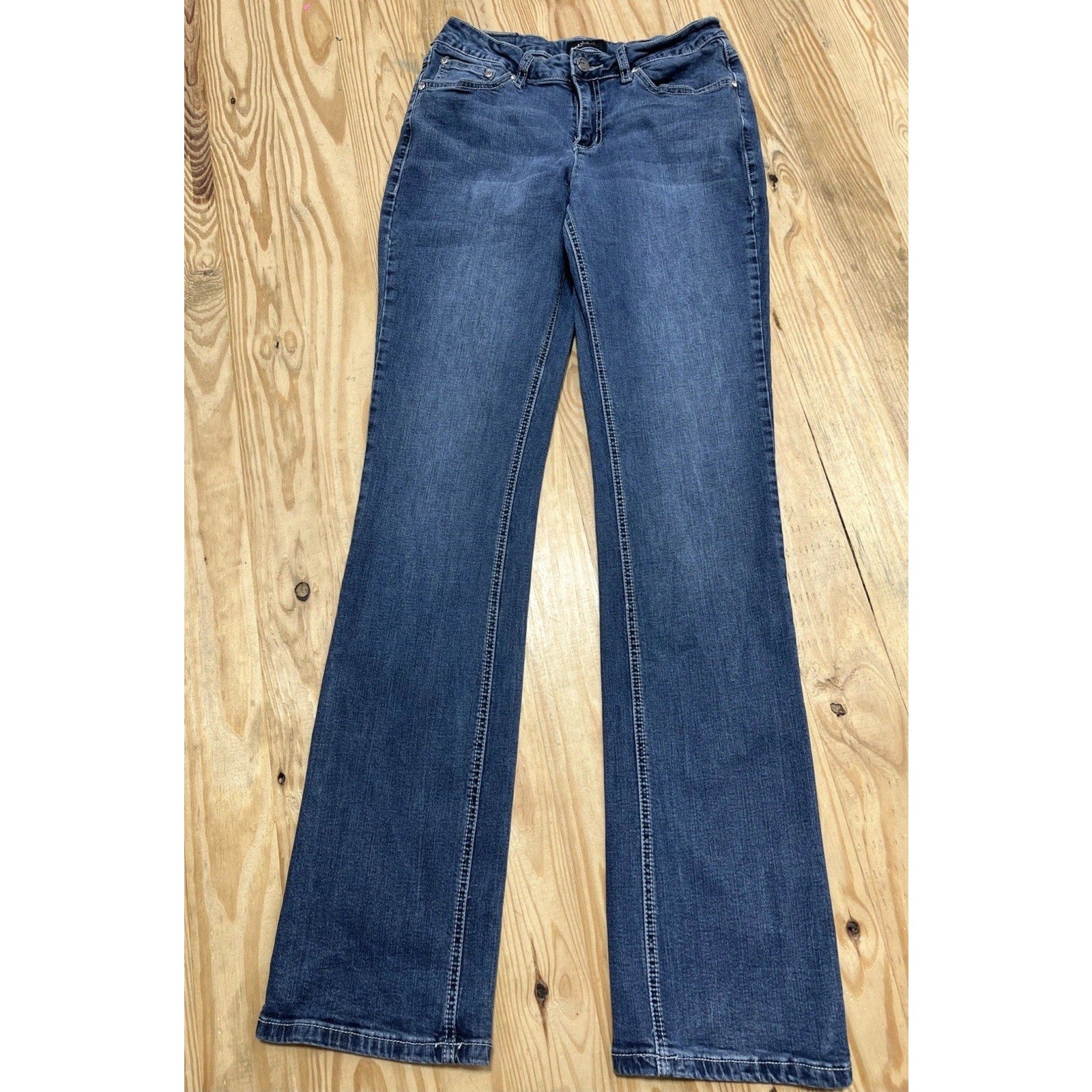 Earl Jean Jeans Women’s 8 Slim Boot Low Rise Flap Pocket Embellished Denim 27x32