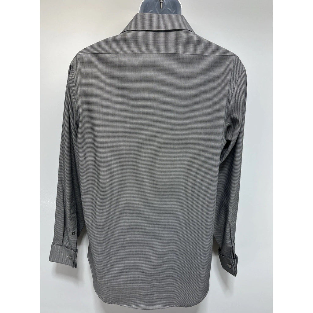 Calvin Klein Mens non iron slim fit LS button down shirt gray L Cuff Links