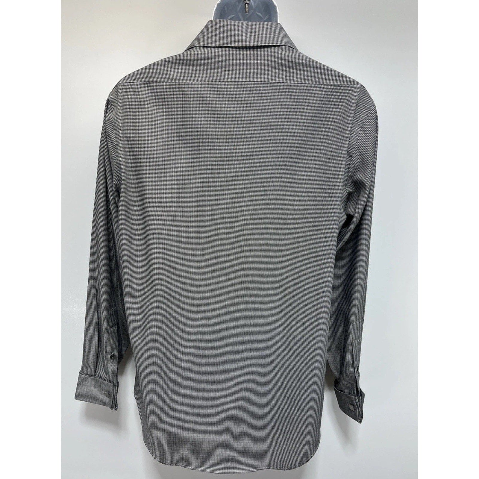 Calvin Klein Mens non iron slim fit LS button down shirt gray L Cuff Links