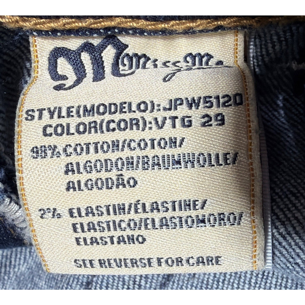 Miss Me JPW5120 Bootcut Jeans 28x33 Y2K White Leather Flap Pocket Tall