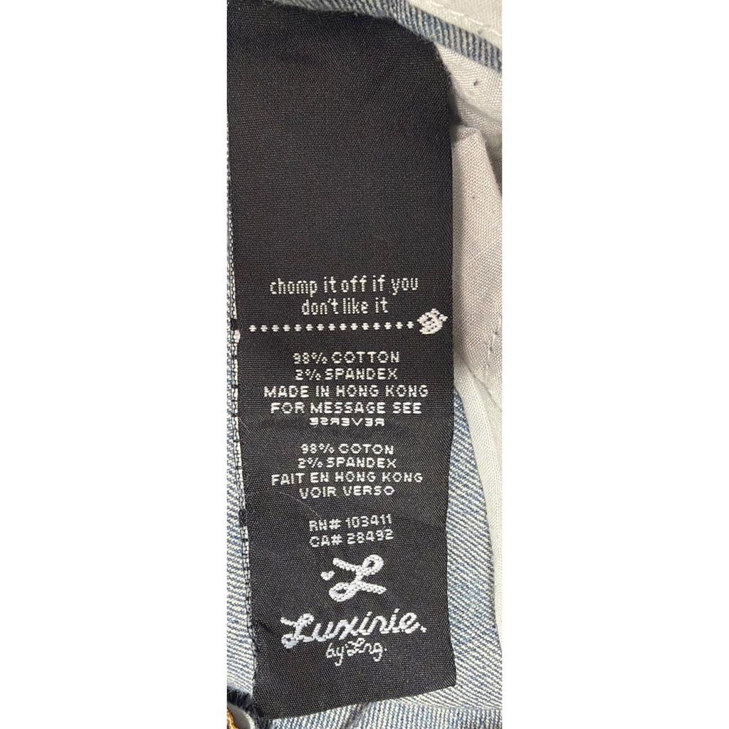 Luxirie By LRG Bootcut Lowrise Embroidered Jeans Blue Medium Wash Womens 31x32