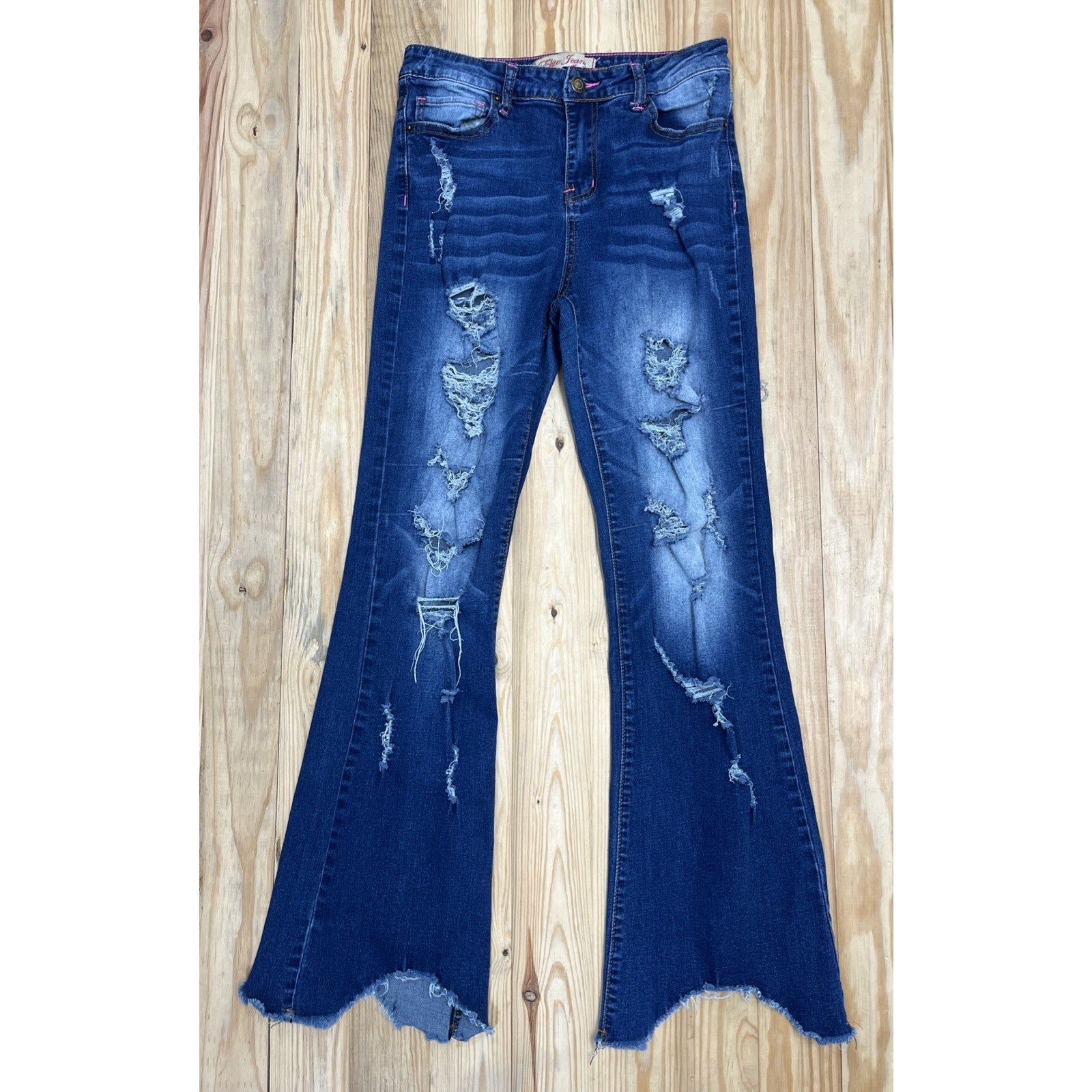 Elite Jeans Womens Size 7/8 Blue Denim Mid Rise Boot Cut Flare