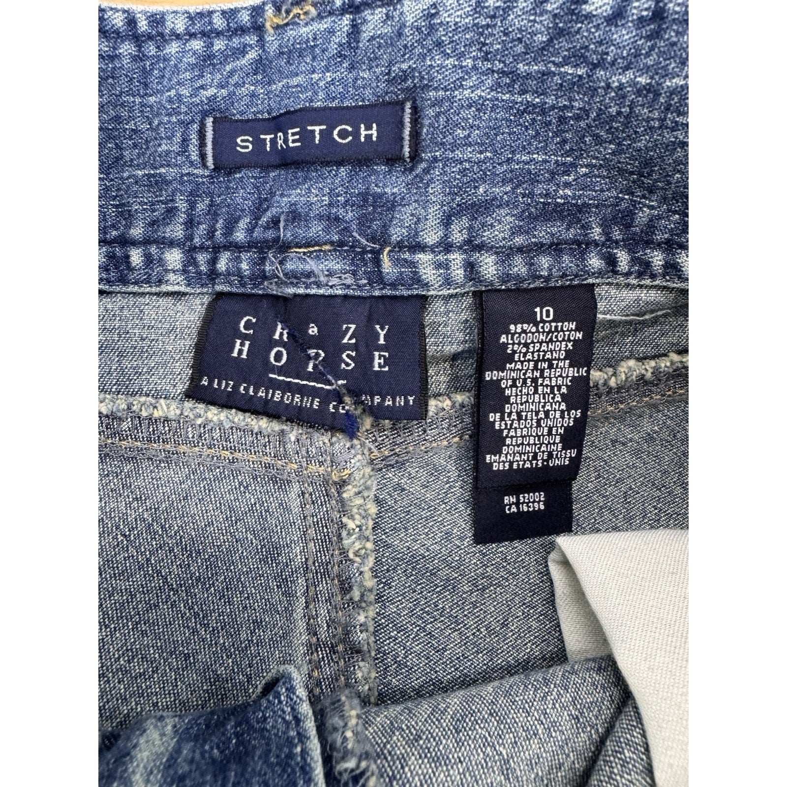 Vintage 90s Crazy Horse A-Line Denim Skirt Stretch Women’s Size 10
